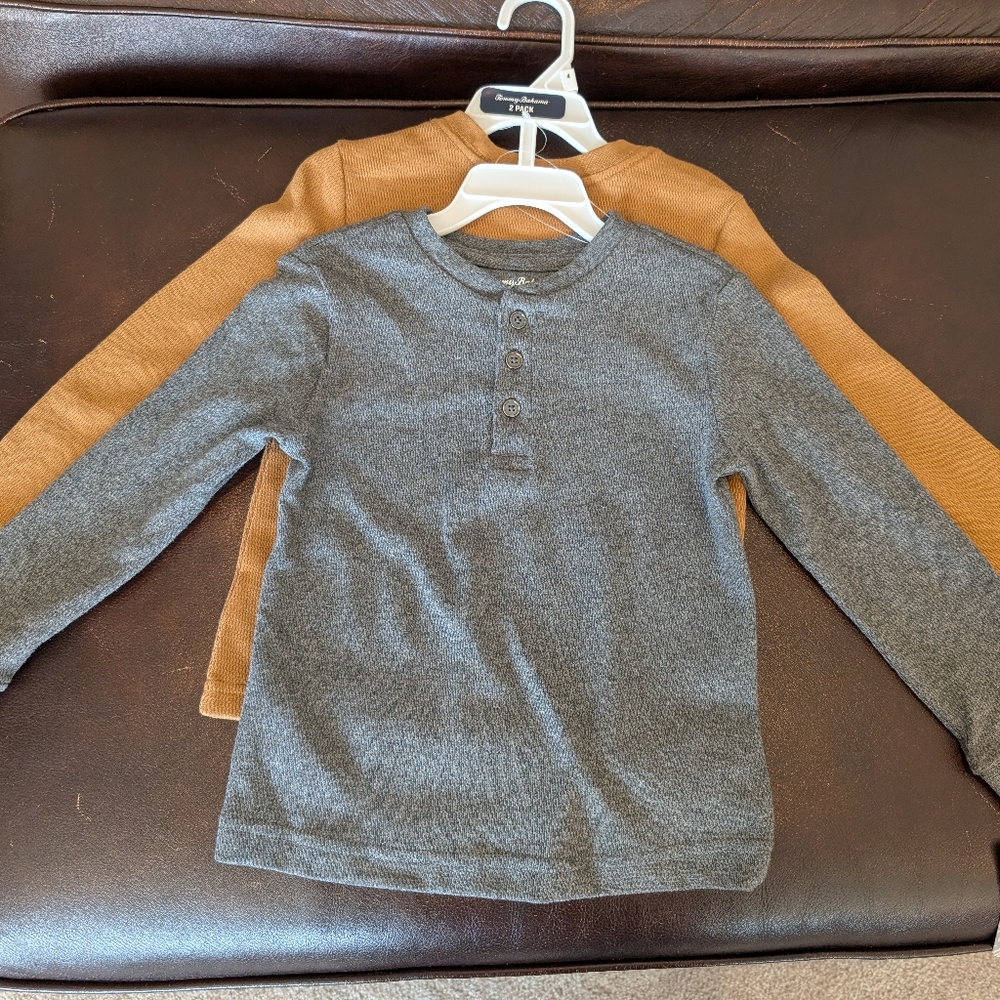 Tommy Bahama Gray Henley and Brown Long Sleeve Shirt Duo NEW